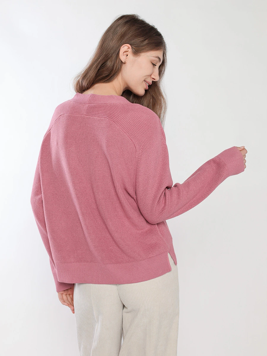 Кардиган свободного кроя из смесового хлопка розового цвета